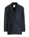Sandro Woman Blazer Midnight Blue Size 8 Polyester, Virgin Wool In Blue