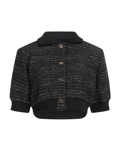 Sandro Woman Cardigan Black Size 10 Synthetic Fibers, Viscose, Metallic Polyester, Cotton, Wool