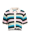 Sandro Woman Cardigan Cream Size 4 Cotton, Polyamide In White