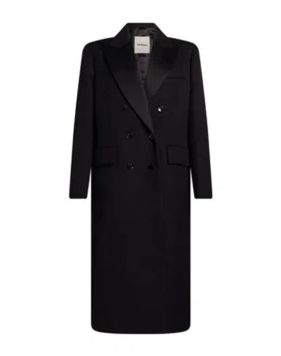 Sandro Woman Coat Black Size 2 Cotton, Polyester, Virgin Wool
