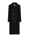 Sandro Woman Coat Black Size 8 Cotton, Synthetic Fibers, Wool, Alpaca Wool, Polyamide In Black