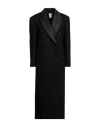 Sandro Satin-trimmed Wool-blend Twill Coat In Black
