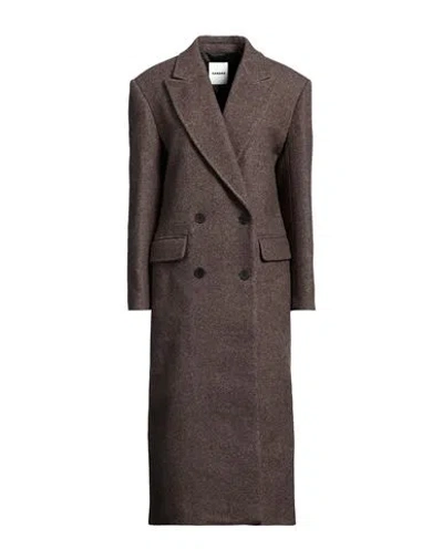 Sandro Double-breasted Wool-blend Coat In Brown