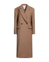 Sandro Woman Coat Camel Size 6 Polyester, Wool, Elastane In Beige
