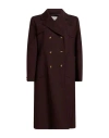 Sandro Woman Coat Chocolate Brown Size 2 Polyester, Virgin Wool, Elastane In Burgundy