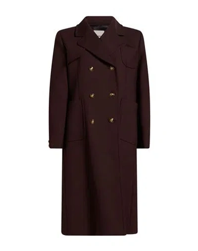 Sandro Woman Coat Chocolate Brown Size 2 Polyester, Virgin Wool, Elastane