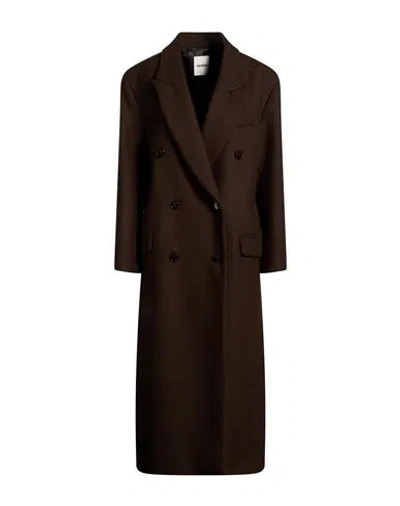 Sandro Woman Coat Dark Brown Size 2 Wool, Polyamide
