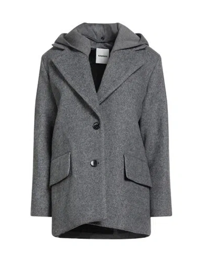 Sandro Woman Coat Grey Size 2 Wool, Polyamide, Polyester, Acrylic In Gray