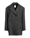 Sandro Woman Coat Lead Size 10 Virgin Wool In Grey