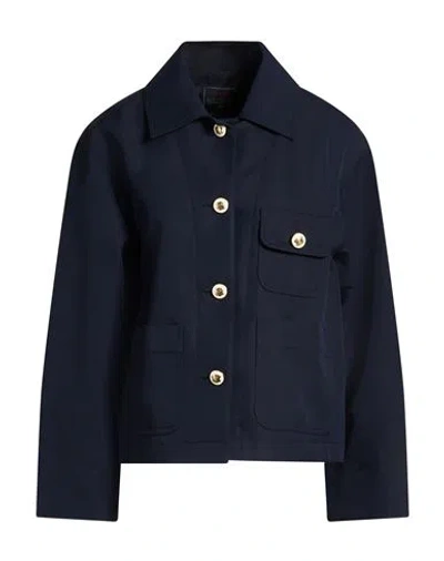 Sandro Woman Coat Midnight Blue Size 10 Cotton, Acetate, Polyamide