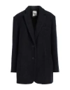Sandro Woman Coat Midnight Blue Size 10 Cotton, Wool, Polyester, Acrylic, Alpaca Wool In Blue