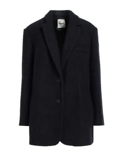 Sandro Woman Coat Midnight Blue Size 10 Cotton, Wool, Polyester, Acrylic, Alpaca Wool