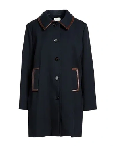 Sandro Woman Coat Midnight Blue Size 2 Polyester, Viscose, Elastane, Lambskin