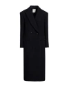 Sandro Bouclé-tweed Coat In Navy Blue