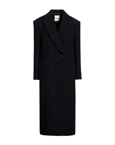 Sandro Bouclé-tweed Coat In Navy Blue