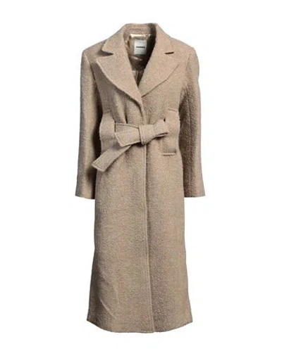 Sandro Woman Coat Sand Size 10 Cotton, Wool, Synthetic Fibers, Acrylic, Alpaca Wool In Beige