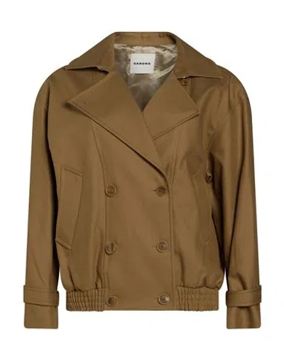 Sandro Woman Coat Sand Size 2 Cotton In Beige