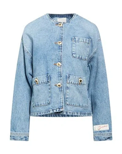Sandro Woman Denim Outerwear Blue Size 2 Cotton In Transparent