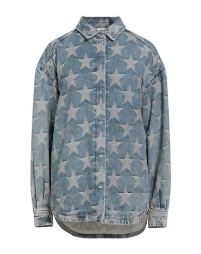 Sandro Woman Denim Shirt Blue Size 10 Cotton