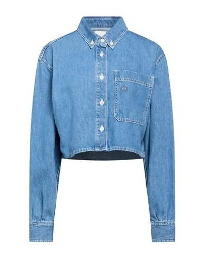 Sandro Woman Denim Shirt Blue Size 2 Cotton