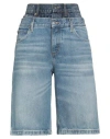 Sandro Layered Rhinestone-embellished Denim Shorts In Blue