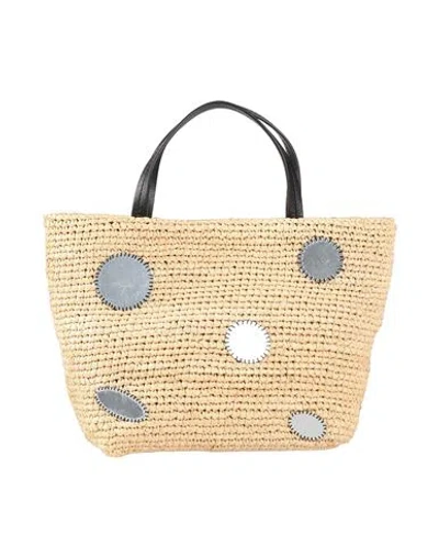 Sandro Woman Handbag Beige Size - Natural Raffia, Cowhide