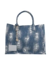 Sandro Woman Handbag Blue Size - Cotton, Cowhide In Blue