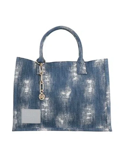 Sandro Woman Handbag Blue Size - Cotton, Cowhide