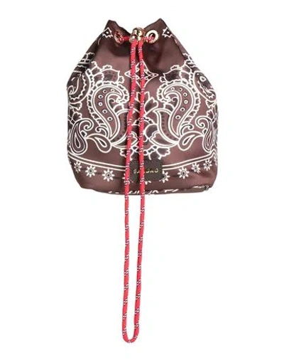 Sandro Woman Handbag Chocolate Brown Size - Polyester, Cowhide