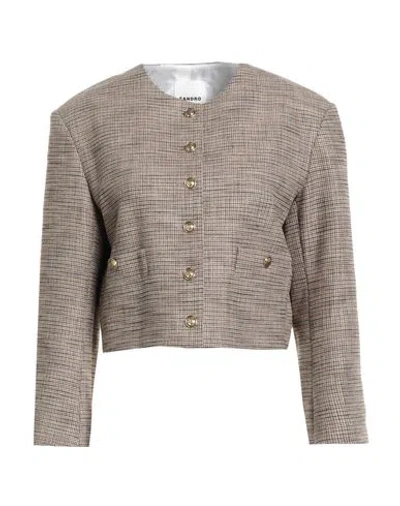 Sandro Woman Jacket Beige Size 10 Viscose, Polyester, Elastane In Gray