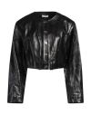 Sandro Woman Jacket Black Size 10 Lambskin In Black