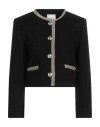 Sandro Woman Jacket Black Size 8 Cotton, Synthetic Fibers, Wool, Alpaca Wool, Polyamide In Black