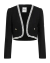 Sandro Woman Jacket Black Size 8 Cotton, Viscose, Acrylic, Polyamide In Black