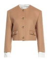 Sandro Woman Jacket Camel Size 10 Wool, Polyamide, Viscose In Brown