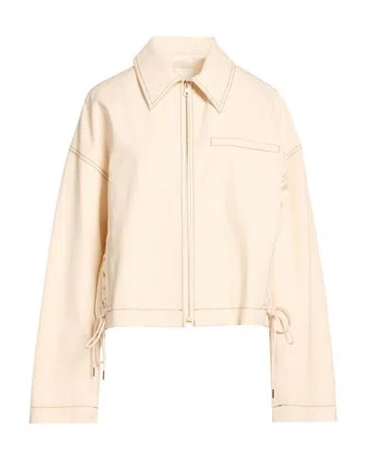 Sandro Woman Jacket Cream Size 8 Cotton In Neutral