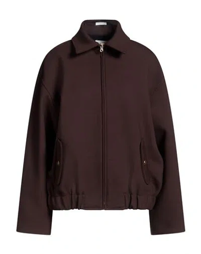 Sandro Woman Jacket Dark Brown Size 6 Polyester, Virgin Wool, Elastane