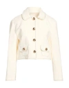 Sandro Woman Jacket Ivory Size 10 Polyester, Elastane In Multi