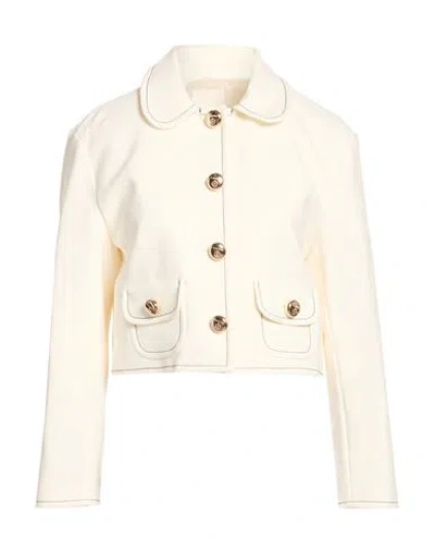 Sandro Woman Jacket Ivory Size 10 Polyester, Elastane In Multi