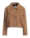 Sandro Woman Jacket Light Brown Size 10 Goat Skin In Beige