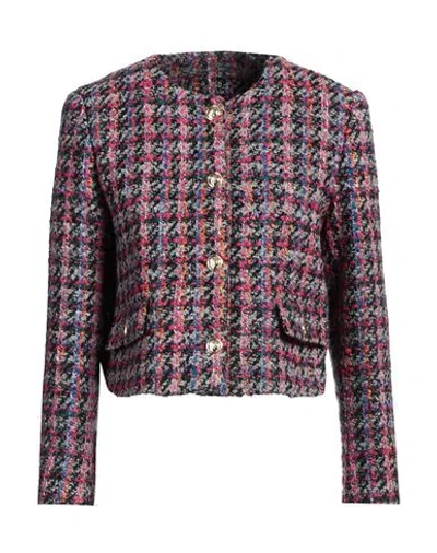 Sandro Woman Jacket Magenta Size 8 Acrylic, Cotton, Polyester, Virgin Wool, Viscose