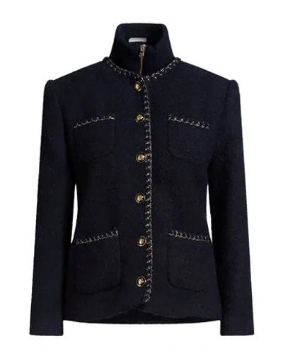 Sandro Woman Jacket Midnight Blue Size 2 Cotton, Wool, Polyester, Acrylic, Alpaca Wool In Orange