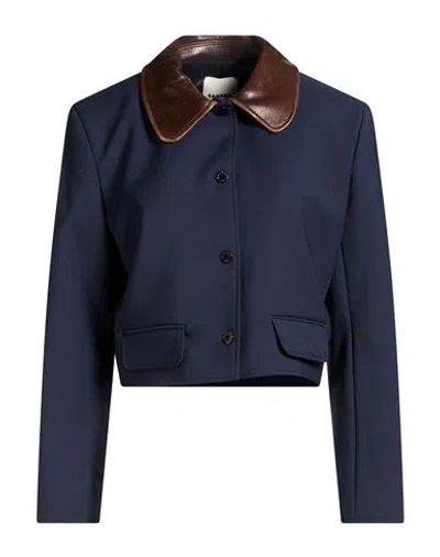 Sandro Woman Jacket Navy Size 2 Polyester, Elastane