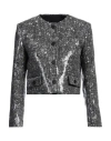 Sandro Woman Jacket Charcoal Size 2 Polyester, Wool, Acrylic, Cotton In Grey