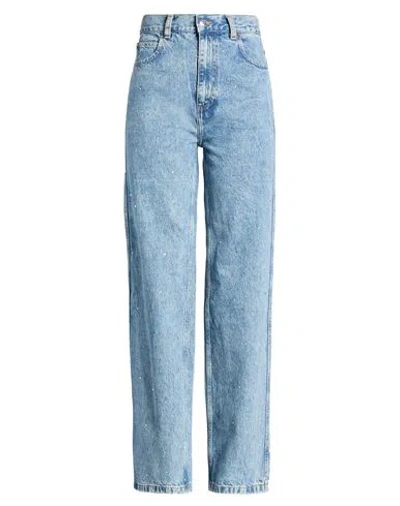 Sandro Woman Jeans Blue Size 8 Cotton, Glass