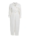 Sandro Woman Jumpsuit Ivory Size 10 Viscose, Linen, Cotton In White