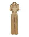 Sandro Belted Satin Jumpsuit In Green