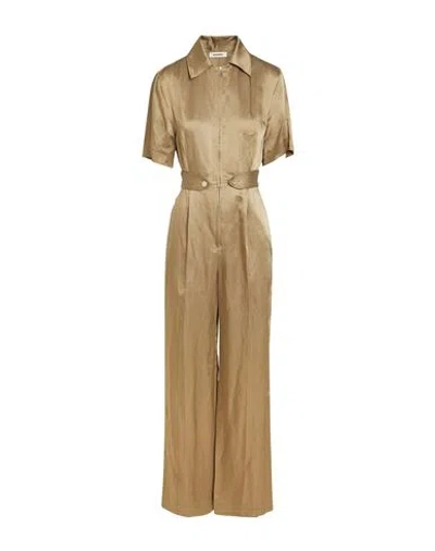 Sandro Woman Jumpsuit Military Green Size 10 Viscose, Linen