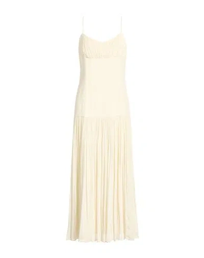 Sandro Woman Maxi Dress Cream Size 8 Polyester, Linen In Yellow