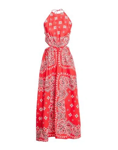 Sandro Woman Maxi Dress Red Size 10 Cotton In Multi