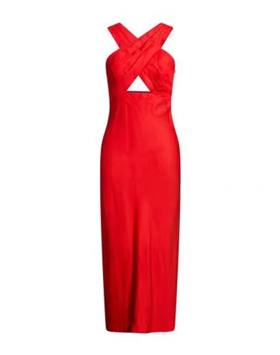 Sandro Woman Maxi Dress Red Size 10 Viscose, Lyocell